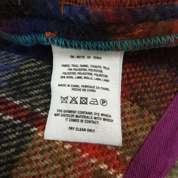 NEW Anthropologie Hei Hei Wool Plaid Tartan Fringe Blanket Coat Large Lagenlook - Picture 7 of 8